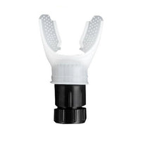 Sportaclus Zephyrex lung trainer in white, front view with dual textured mouthpiece