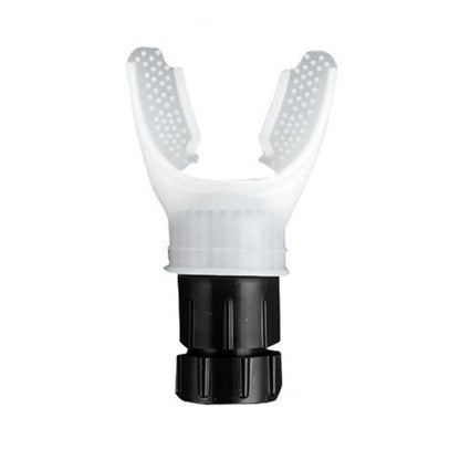 Sportaclus Zephyrex lung trainer in white, front view with dual textured mouthpiece