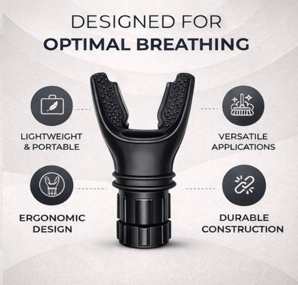 Diagram of the Zephyrex lung trainer airflow design for optimal breathing